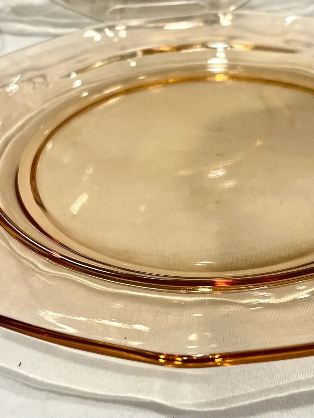 Set (4) Fostoria “Fairfax” Amber Depression Glass Salad Desset Plates (2nd)